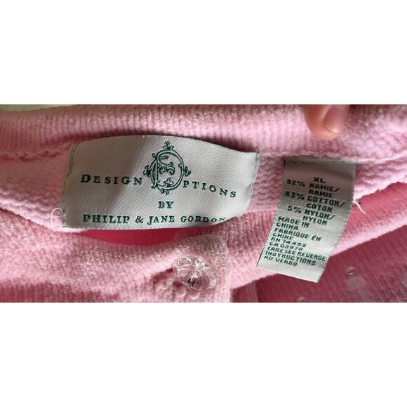 2000s Design Options Pastel Rainbow Christmas Snowman Chenille Glam Cardigan XL - Picture 2 of 10